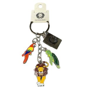 Lion Habitat Ranch Logo Keychain with Lion, Parrot, and Turtle
